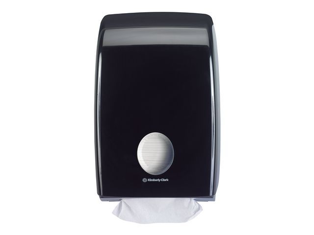Aquarius (Kimberly-Clark) AQUARIUS*-dispenser voor gevouwen handdoekjes, in elkaar gevouwen, 399 x 265 x 136 mm, zwart