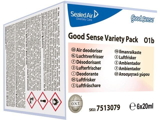 Diversey Good Sense automatische luchtverfrisser navulling cartridge diverse geuren in verpakking 12 x 20 ml (doos 2 x 6 stuks)