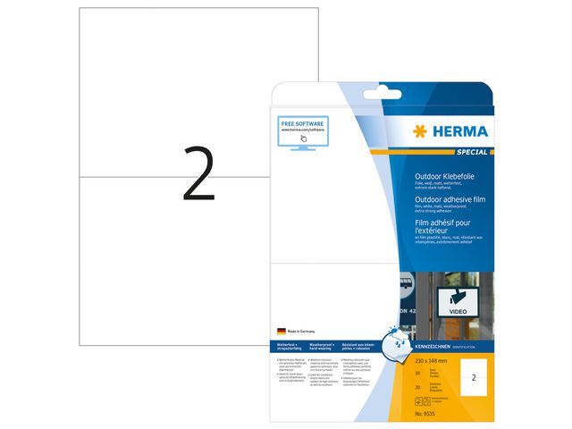 Herma Outdoor folie-etiketten met rechte hoeken 210x148 mm (pak 20 stuks)